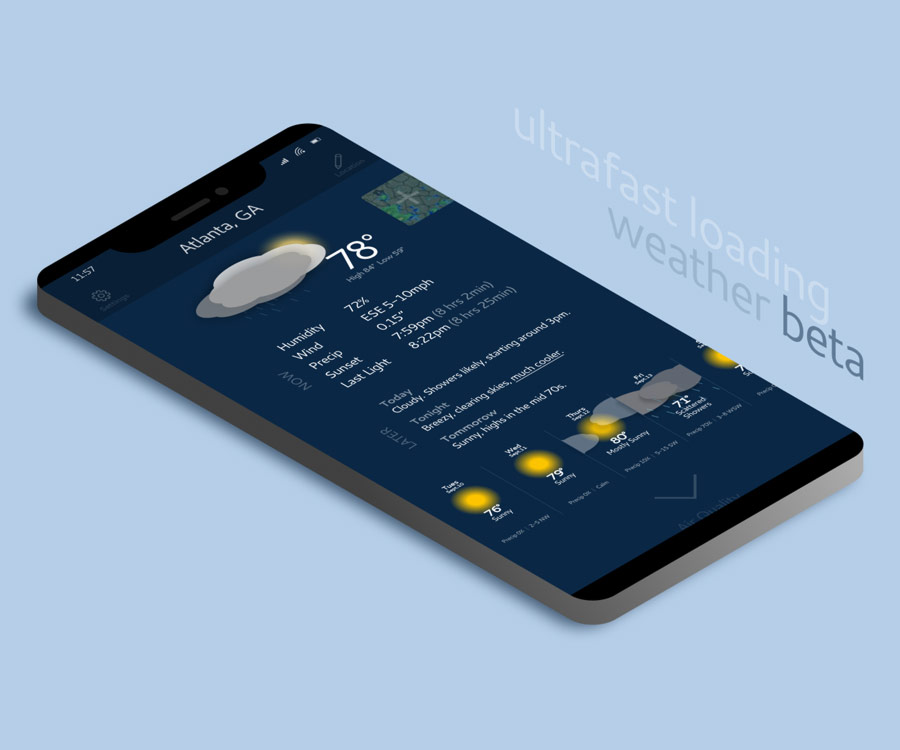 Mockup for a hypothetical new weather app