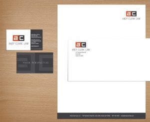 Stationery (business cards, letterhead, envelopes) designed for Atlanta law firm